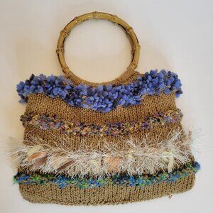 Cottage core vibes Knit Purse with Bamboo Handle